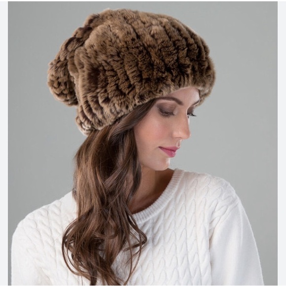 Saks Fifth Avenue 100% Rabbit Fur slouch hat - Picture 5 of 6